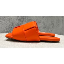 Bottega Veneta Padded Intreccio leather Patch Flat Mules Orange 2023