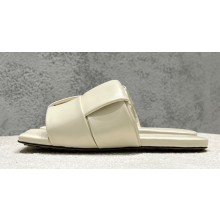 Bottega Veneta Padded Intreccio leather Patch Flat Mules White 2023