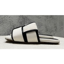 Bottega Veneta Padded Intreccio leather Patch Flat Mules Canvas White/Black 2023