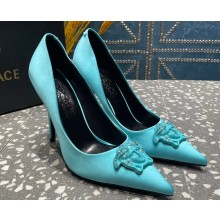 Versace Heel 9.5cm La Medusa Pumps Satin Turquoise Green 2023