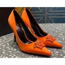 Versace Heel 9.5cm La Medusa Pumps Satin Orange 2023
