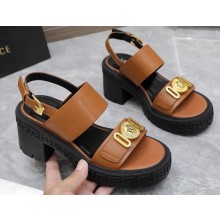 Versace Heel 8cm Medusa Biggie Sandals Brown 2023
