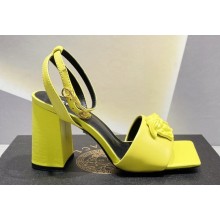 Versace Heel 9cm La Medusa Leather Sandals Yellow 2023