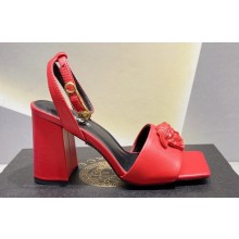 Versace Heel 9cm La Medusa Leather Sandals Red 2023