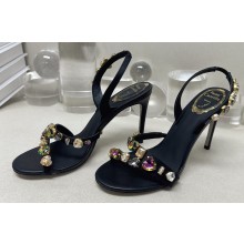 Rene Caovilla Heel 9.5cm Roxanne rhinestones amber Sandals Black