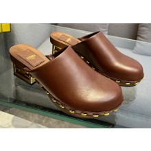 Fendi Baguette Show medium-heel clogs leather Brown 2023