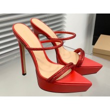 Gianvito Rossi Heel 13cm Platform 3.5cm CANNES Sandals Red with crystals 2023