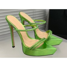 Gianvito Rossi Heel 13cm Platform 3.5cm CANNES Sandals Green with crystals 2023