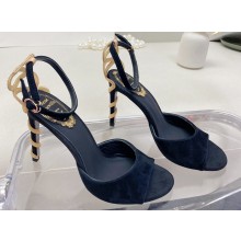 Rene Caovilla Heel 9.5cm Morgana crystal Sandals Suede Black