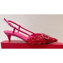 Valentino Crystal VLogo Signature Sequin slingback pumps 13 2023