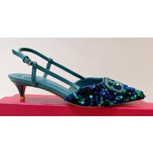 Valentino Crystal VLogo Signature Sequin slingback pumps 03 2023