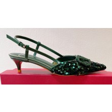 Valentino Crystal VLogo Signature Sequin slingback pumps 05 2023