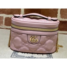 Gucci GG Matelassé top handle mini bag ‎723770 Pink 2023