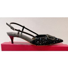 Valentino Crystal VLogo Signature Sequin slingback pumps 10 2023