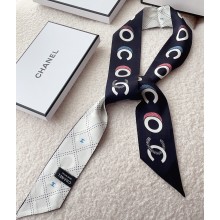 Chanel Silk Twill Slim Bandeau Scarf 6x120cm 02 2023