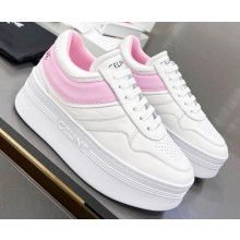 Celine Block Sneakers With Wedge OUTSOLE In Calfskin White/Pink 2023
