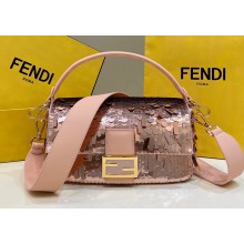 Fendi sequin and leather Iconic Baguette medium bag Pink 2023