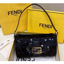 Fendi sequin and leather Iconic Baguette 1997 medium bag Black 2023