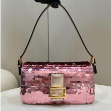 Fendi sequin and leather Iconic Baguette 1997 medium bag Pink 2023