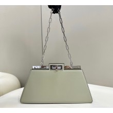 Fendi leather Peekaboo Cut Medium bag Light Green 2023