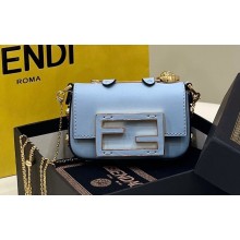 Fendi Fendace Nano Baguette Bag Charm Leather Blue 2023