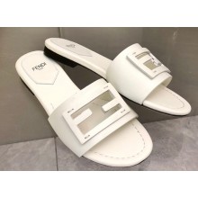 Fendi Baguette leather slides White 2023