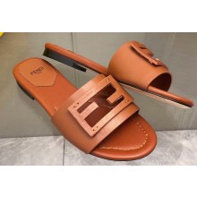 Fendi Baguette leather slides Brown 2023