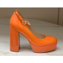 Gianvito Rossi Heel 11.5cm Platform 3.5cm Manila Pumps Leather Patent Orange 2023