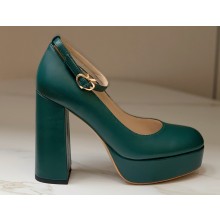 Gianvito Rossi Heel 11.5cm Platform 3.5cm Manila Pumps Leather Dark Green 2023