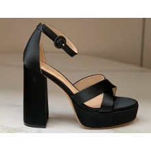 Gianvito Rossi Heel 11.5cm Platform 3.5cm Sheridan Sandals Satin Black 2023