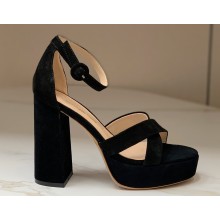 Gianvito Rossi Heel 11.5cm Platform 3.5cm Sheridan Sandals Suede Black 2023