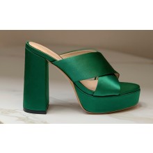 Gianvito Rossi Heel 11.5cm Platform 3.5cm Sheridan Mules Satin Green 2023