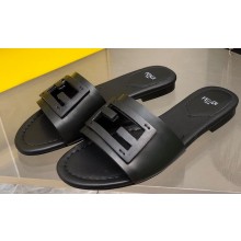 Fendi Baguette leather slides Black 2023