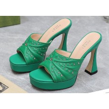 Gucci Heel 11cm Platform 2.5cm Studs slide sandals 723404 Green 2023