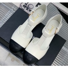 Chanel Heel 2cm Leather Round Toe Mary Janes White 2023