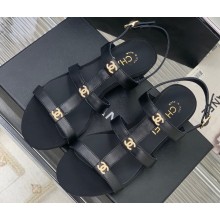 Chanel Heel 5cm CC Logo Sandals Black 2023