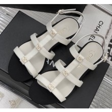 Chanel Heel 5cm CC Logo Sandals White 2023