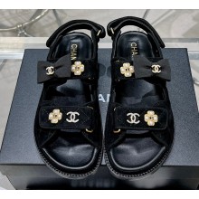 Chanel CC Logo Beach Sandals G40138 Velvet Black 2023