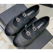 Chanel Lambskin and Calfskin Mary Janes G39514 Grained Black 2023