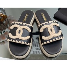Chanel Hemp Rope CC Logo Mules Black 2023
