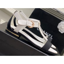Chanel Heel 2cm Lambskin and Grosgrain Sandals G39022 White 2023