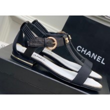 Chanel Heel 2cm Lambskin and Grosgrain Sandals G39022 Black 2023