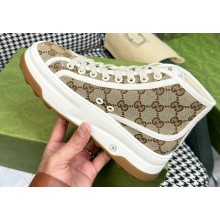 Gucci Heel 5cm GG canvas High-top Sneakers 746768 Beige 2023