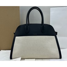 The Row Soft Margaux 15 Bag in Leather Black/Canvas White
