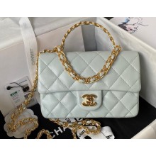 Chanel Small Flap Bag with Top Handle AS4023 Pale Green 2023