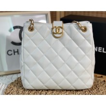 Chanel Small Shopping Bag in Lambskin AS3477 White 2023
