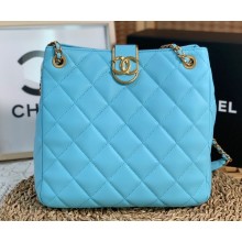 Chanel Small Shopping Bag in Lambskin AS3477 Blue 2023
