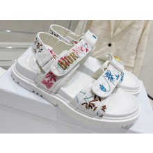 Dior Technical Fabric Embroidered with Dior Petites Fleurs Motif DiorAct Sandals White 2023