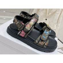 Dior Technical Fabric Embroidered with Dior Petites Fleurs Motif DiorAct Sandals Khaki Green 2023