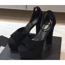 Saint Laurent Heel 13.5cm Platform 4cm jodie Sandals Suede Black 2023